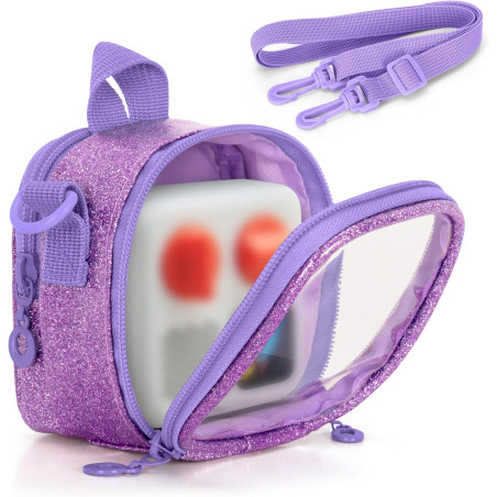 LoDrid Étui de voyage compatible avec Yoto Mini (édition 2024), support de lecteur audio avec bandoulière réglable, poche zippée