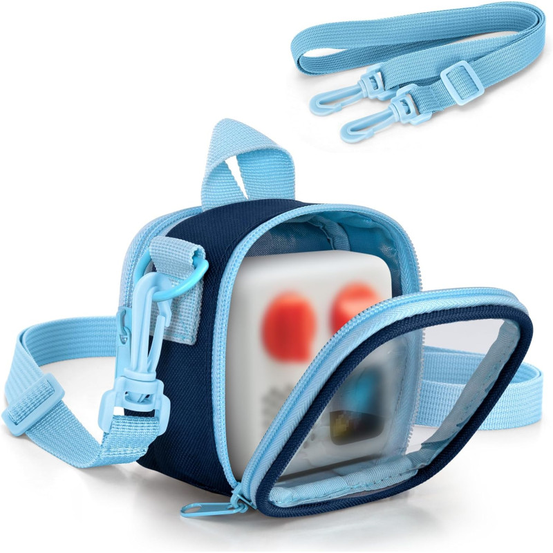 LoDrid Étui de voyage compatible avec Yoto Mini (édition 2024), support de lecteur audio avec bandoulière réglable, poche zippée