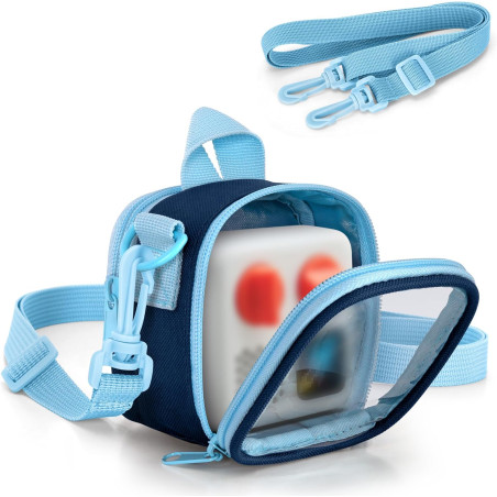 LoDrid Étui de voyage compatible avec Yoto Mini (édition 2024), support de lecteur audio avec bandoulière réglable, poche zippée