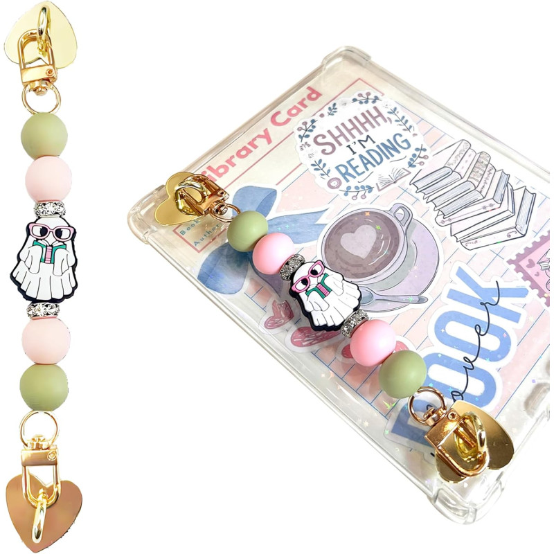 VelvetGlow Bracelet pour E-Reader, Adorable Poignée en Perles de Silicone pour Kindle, Accessoire pour E-Book-Reader, Dragonne p
