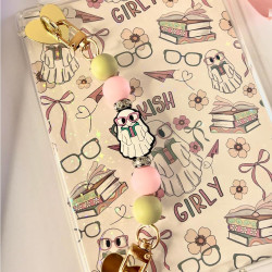 VelvetGlow Bracelet pour E-Reader, Adorable Poignée en Perles de Silicone pour Kindle, Accessoire pour E-Book-Reader, Dragonne p