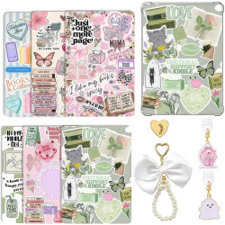 Jeu de cartes automne pour kindle paperblanc, 6 designs de thèmes littéraires avec porte-clés en perles et bouchons anti-poussiè