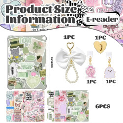 Jeu de cartes automne pour kindle paperblanc, 6 designs de thèmes littéraires avec porte-clés en perles et bouchons anti-poussiè