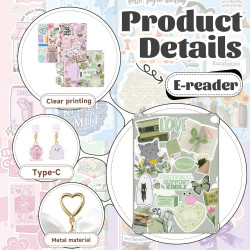 Jeu de cartes automne pour kindle paperblanc, 6 designs de thèmes littéraires avec porte-clés en perles et bouchons anti-poussiè