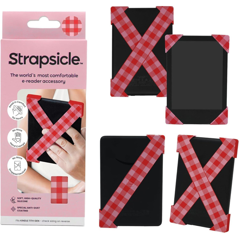 Strapsicle Sangle Main pour Kindles & Kobos – Convient Kindle Basic Gen 11 & 12, Kobo Nia – Lot de 2 Prise Légère – Petit – Ging