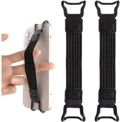 2 PCS Bande Élastique Polyvalente avec Dragonne pour Liseuses et Tablettes, Support de Doigt et Poignée (7x13cm) (Noir)
