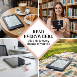 Set de 9 Bouchons Anti-Poussière pour kindle & E-Reader, Protège-Bornes USB-C & Pendentifs de Lecture, Cadeau de Fête | Accessoi