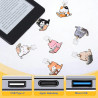 7pcs bouchons anti-poussière kindle avec charms chat, couvercles type c/usb-c + brosse interstice | accessoire liseuse pour kind