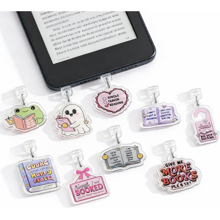 9pcs Bouchons Anti-Poussière pour Kindle, USB-C Accessoire Liseuse avec Breloques Lire | Accessoires Kindle & Téléphone, Cadeau 