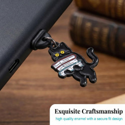 6 Pièces Bouchons Anti-Poussière USB-C pour Liseuse, Accessoire Kindle avec Pendentif Chat Magique, Cadeau de Lecture pour Amate