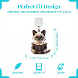 Set de 5 Bouchons Anti-Poussière pour Kindle, Protège-Ports Typ C/USB-C & Breloques Liseuse Chat Mignon, Cadeau de Fête | Access