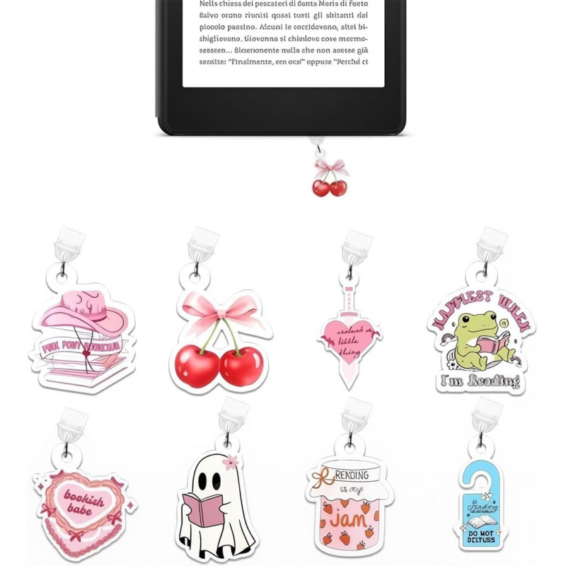 9pcs Bouchons Anti-Poussière pour Kindle, USB-C Accessoire Liseuse avec Breloques Lire Mignonnes | Accessoires Kindle Pratiques,