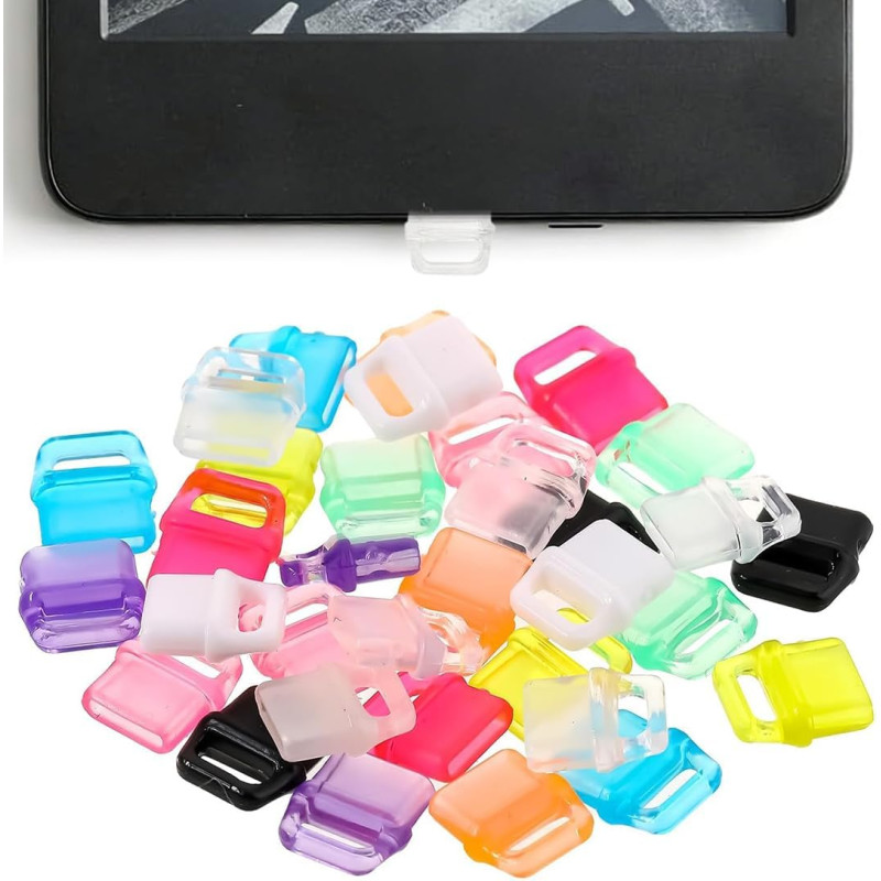 20 Pièces Bouchons Anti-Poussière USB-C Multicolore, Accessoire Liseuse Kindle Kobo, avec Trou de Suspension DIY pour Ordinateur