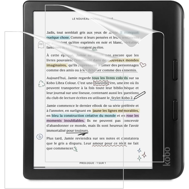 MoKo Lot de 2 Films de Protection Ecran pour Kobo Libra Colour 7 Pouces 2024/2025, Anti-Reflet Protecteurs PET Mat Couverture Co
