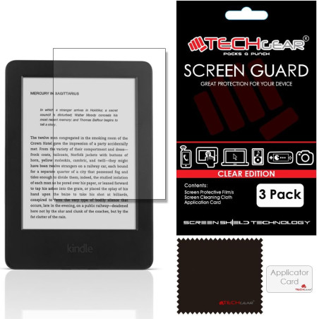 TECHGEAR [3 Pack] Protection d'Écran pour Amazon Kindle 6" Ecran, Film de Protection Ultra Clair avec Chiffon et Carte d'Applica