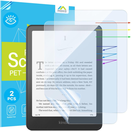 Moko lot de 2 films de protection écran anti lumière bleue pour kindle paperblanc 7" 12e génération 2024 et kindle colorsoft sig