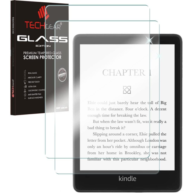 Techgear 2 pack verre trempé amazon kindle paperblanc 5 / paperblanc signature/paperblanc kids 6,8 pouces (2021 / 11ème générati