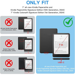 Protecteur d'écran hd/givré/verre trempé pour kindle paperblanc 7 pouces 12e génération 2024 et colorsoft signature edition, fil