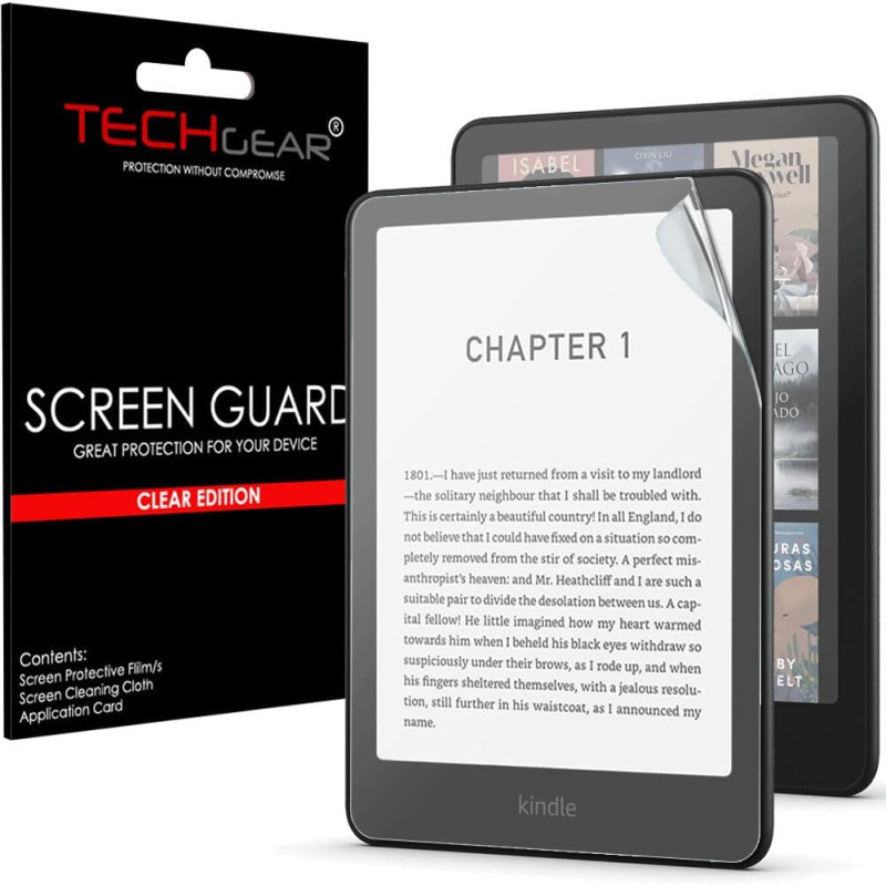 Techgear protection d'écran complète pour amazon kindle paperblanc/signature/paperblanc kids/kindle colorsoft (version 2024/12èm