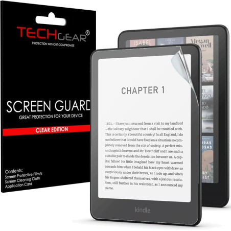 Techgear protection d'écran complète pour amazon kindle paperblanc/signature/paperblanc kids/kindle colorsoft (version 2024/12èm
