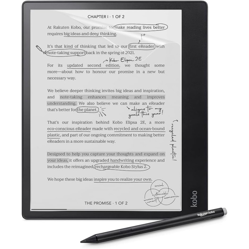 Youngme Lot de 2 films de protection d'écran mats anti-reflet pour Kobo Elipsa 2E 10,3" - Couverture complète - Film de protecti