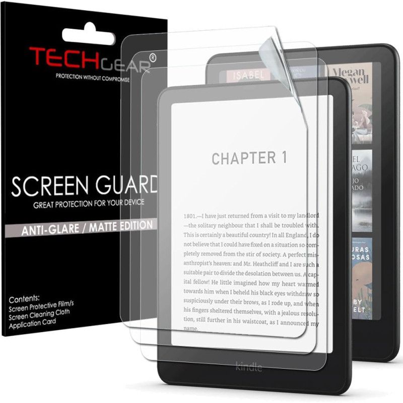 Techgear lot de 3 films protecteurs d'écran mats pour amazon kindle paperblanc/signature/kids/kindle colorsoft (version 2024/12è