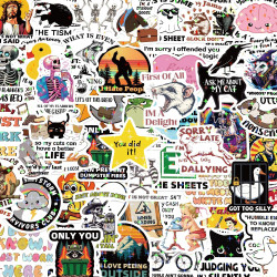 Lot de 238 autocollants amusants pour adultes – Design holographique sarcastique et mémo | Vinyle imperméable pour ordinateur po
