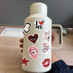 Lot de 100 autocollants en vinyle esthétiques pour filles du centre-ville – Y2K autocollants imperméables pour bouteille d'eau, 