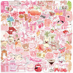 Lot de 100 autocollants Coquette – Jolis autocollants esthétiques en vinyle imperméable pour filles | ordinateur portable, boute