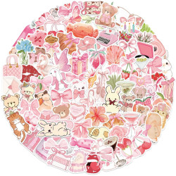Lot de 100 autocollants Coquette – Jolis autocollants esthétiques en vinyle imperméable pour filles | ordinateur portable, boute