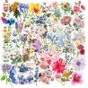 Lot de 50 autocollants floraux - Imperméables et réutilisables - Pour adultes et enfants - En vinyle - Thème nature - Décoration
