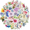 Lot de 50 autocollants floraux - Imperméables et réutilisables - Pour adultes et enfants - En vinyle - Thème nature - Décoration