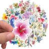 Lot de 50 autocollants floraux - Imperméables et réutilisables - Pour adultes et enfants - En vinyle - Thème nature - Décoration