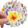 Lot de 50 autocollants floraux - Imperméables et réutilisables - Pour adultes et enfants - En vinyle - Thème nature - Décoration