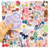 100 pièces Ensemble d'autocollants esthétiques - Autocollants aquarelle d'été, autocollants en vinyle imperméables pour ordinate