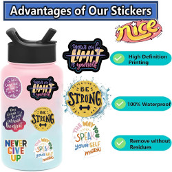 100 autocollants motivationnels uniques pour adultes et adolescents - Autocollants en vinyle imperméables et inspirants pour bou