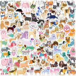 Lot de 100 autocollants de qualité supérieure pour chiens – Plus de 50 races d'autocollants imperméables pour animaux de compagn