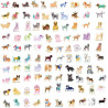 Lot de 100 autocollants de qualité supérieure pour chiens – Plus de 50 races d'autocollants imperméables pour animaux de compagn