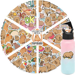100 autocollants imperméables en vinyle mignons de Capybara - Jolis autocollants animaux Kawaii pour ordinateur portable, boutei