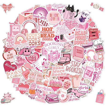 Tixlux 120PCS Autocollants Livres pour Kindle, Stickers Bookish, Décalques Amusants Étanches Vinyle pour Amateur de Livre Adulte