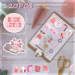 Tixlux 120PCS Autocollants Livres pour Kindle, Stickers Bookish, Décalques Amusants Étanches Vinyle pour Amateur de Livre Adulte