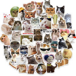 Tixlux 100PCS Autocollants Chats Mignons, Stickers Chats Meme, Décalques Amusants en Vinyle Imperméable, Cadeaux pour Scrapbooki