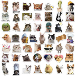 Tixlux 100PCS Autocollants Chats Mignons, Stickers Chats Meme, Décalques Amusants en Vinyle Imperméable, Cadeaux pour Scrapbooki