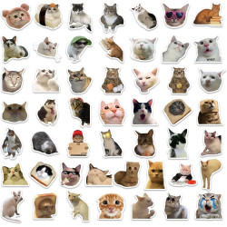Tixlux 100PCS Autocollants Chats Mignons, Stickers Chats Meme, Décalques Amusants en Vinyle Imperméable, Cadeaux pour Scrapbooki