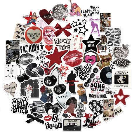 Tixlux 100PCS Autocollants Style Y2K, Stickers Esthétiques Downtown, Décalques Amusants en Vinyle Imperméable, Cadeaux pour Scra