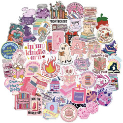 Tixlux 92PCS Autocollants Livres pour Kindle, Stickers Bookish Drôles Holographiques, Décalques Amusants Étanches Brillants pour