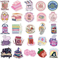 Tixlux 92PCS Autocollants Livres pour Kindle, Stickers Bookish Drôles Holographiques, Décalques Amusants Étanches Brillants pour