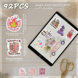 Tixlux 92PCS Autocollants Livres pour Kindle, Stickers Bookish Drôles Holographiques, Décalques Amusants Étanches Brillants pour