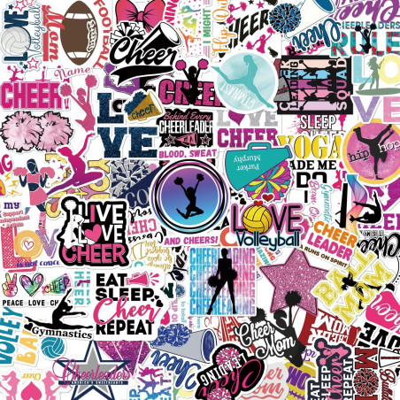 Tixlux 100PCS Autocollants Pom-Pom Girl, Stickers Cheerleader Rose, Décalques Étanches Brillants Cheerleading Favors Fête pour G