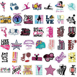 Tixlux 100PCS Autocollants Pom-Pom Girl, Stickers Cheerleader Rose, Décalques Étanches Brillants Cheerleading Favors Fête pour G